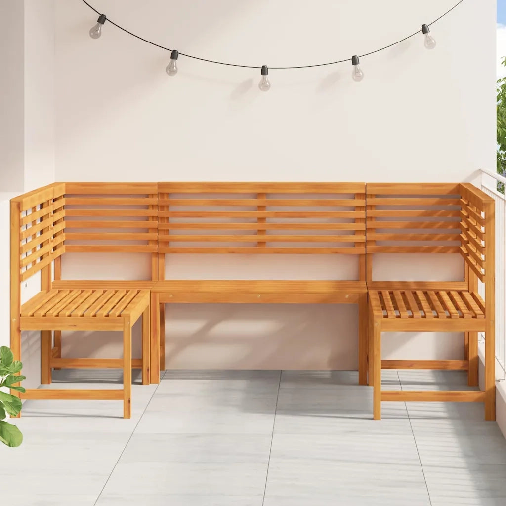 Set Panchina da Giardino 5 pcs Marrone Legno di Acacia Massello 3328690