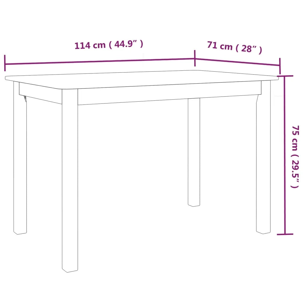 Tavolo da Pranzo Bianco e Marrone 114x71x75cm Massello di Hevea 247363