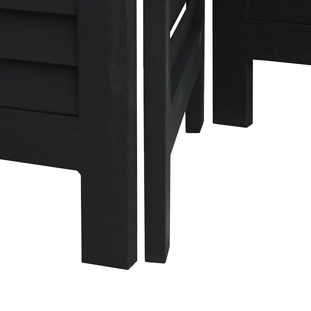 Divisorio Ambienti 4 Pannelli Nero Legno Massello di Paulownia 358850