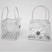 Trade Shop - 12pz Bomboniera Sacchetto Shoppers Metallo Bianco Portaconfetti Matrimoni Promessa -