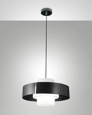 Lampada a Sospensione Loto Ø450mm in Metallo e Vetro Soffiato Antracite, Attacco E27 40W, IP20, Classe 1 - Design Moderno Elegante