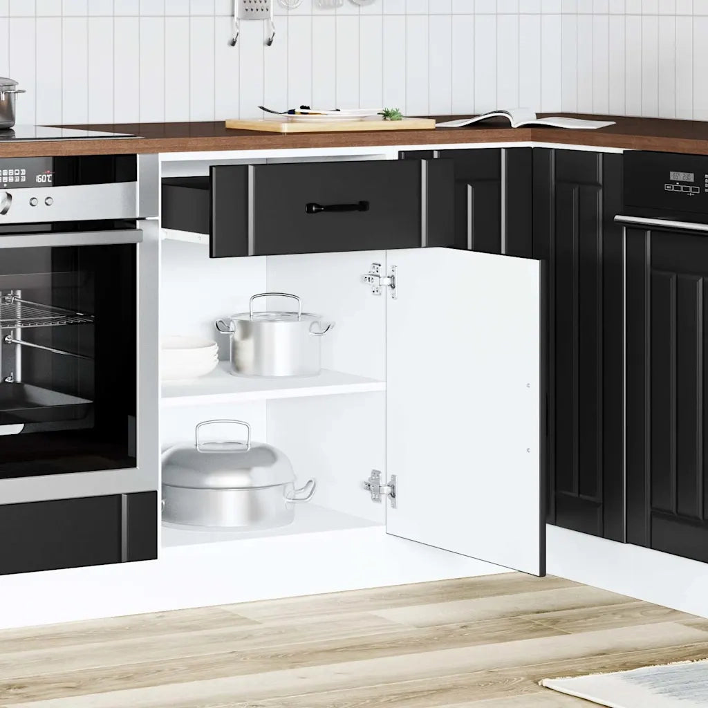 Base da Cucina-Mobile Base da Cucina Lucca Nero in Legno Multistrato 838189