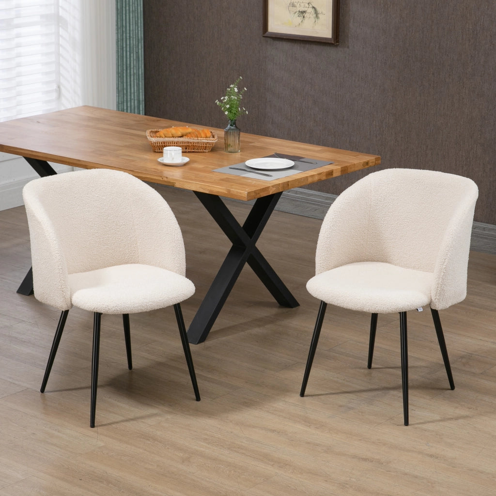 Sedia da pranzo con schienale in tessuto ¨C Zephmum ¨C Beige e Nero 55x62x80 cm