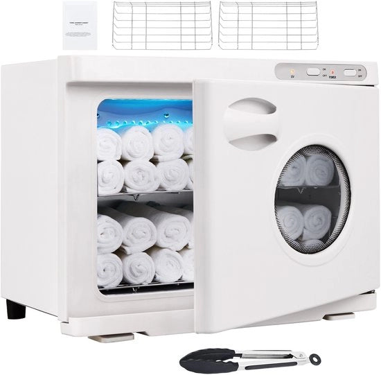 Asciugamani riscaldanti – Capacità 23L con finestra di osservazione – 2 grucce in acciaio inossidabile – Ideale per 50-60 asciugamani – Riscaldamento rapido 2 in 1 – Adatto per trattamenti facciali, SPA, massaggi e salone