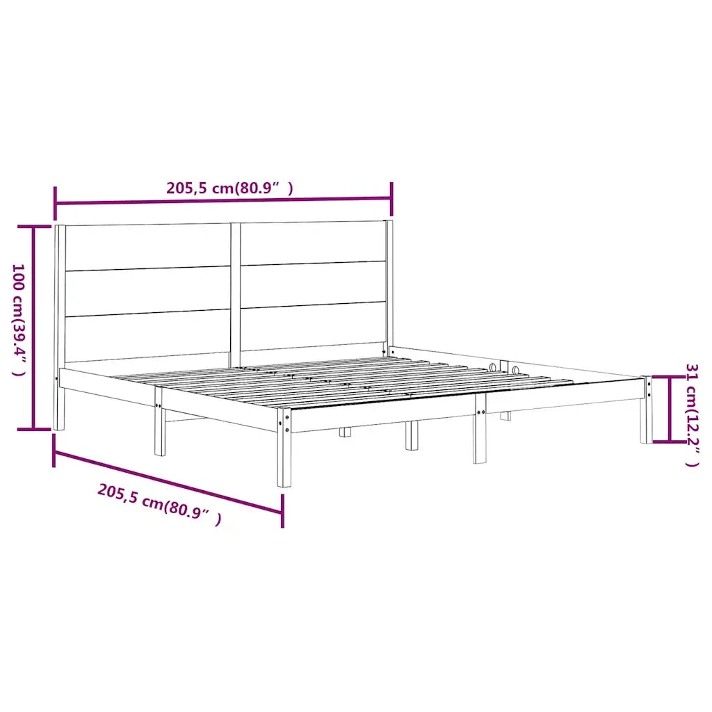 Giroletto Nero in Legno Massello di Pino 200x200 cm 3104177