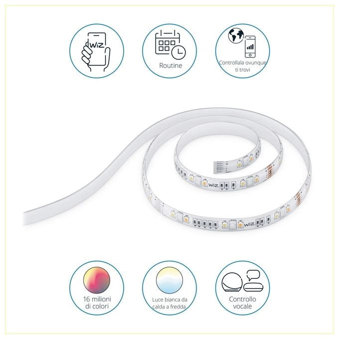 WiZ 929002532101 Striscia LED Intelligente Estensione 1 m Wi-Fi Bluetooth 11 W 880 lm 2700-6500 K colore Bianco
