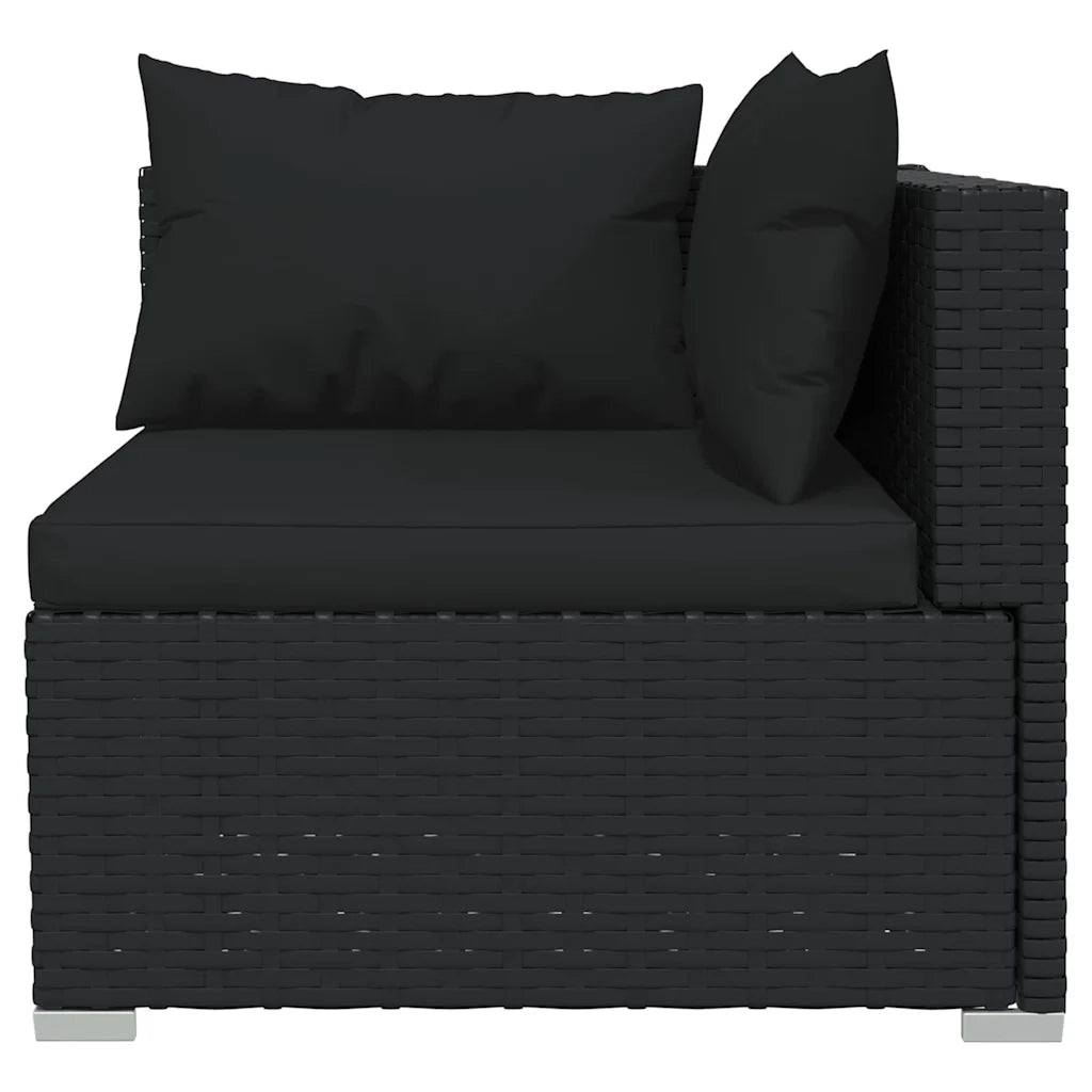 Salotto da Giardino-Set Divani da Giardino 3 pz con Cuscini in Polyrattan Nero 414544