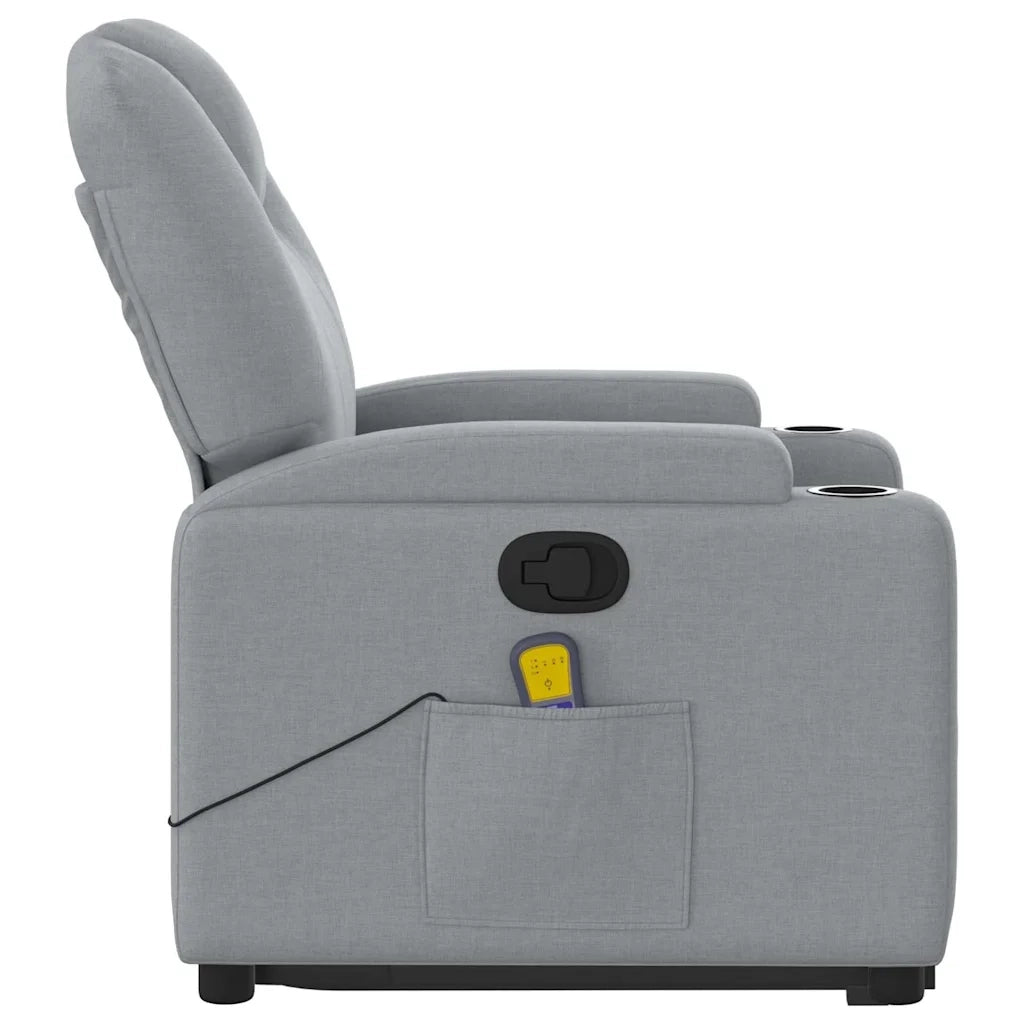 Poltrona Alzapersona Massaggi Reclinabile Grigio Chiaro Tessuto 3204380