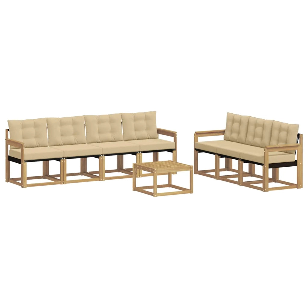 Set di divani da esterno con cuscino 8 pcs Bianco e Beige 3389279