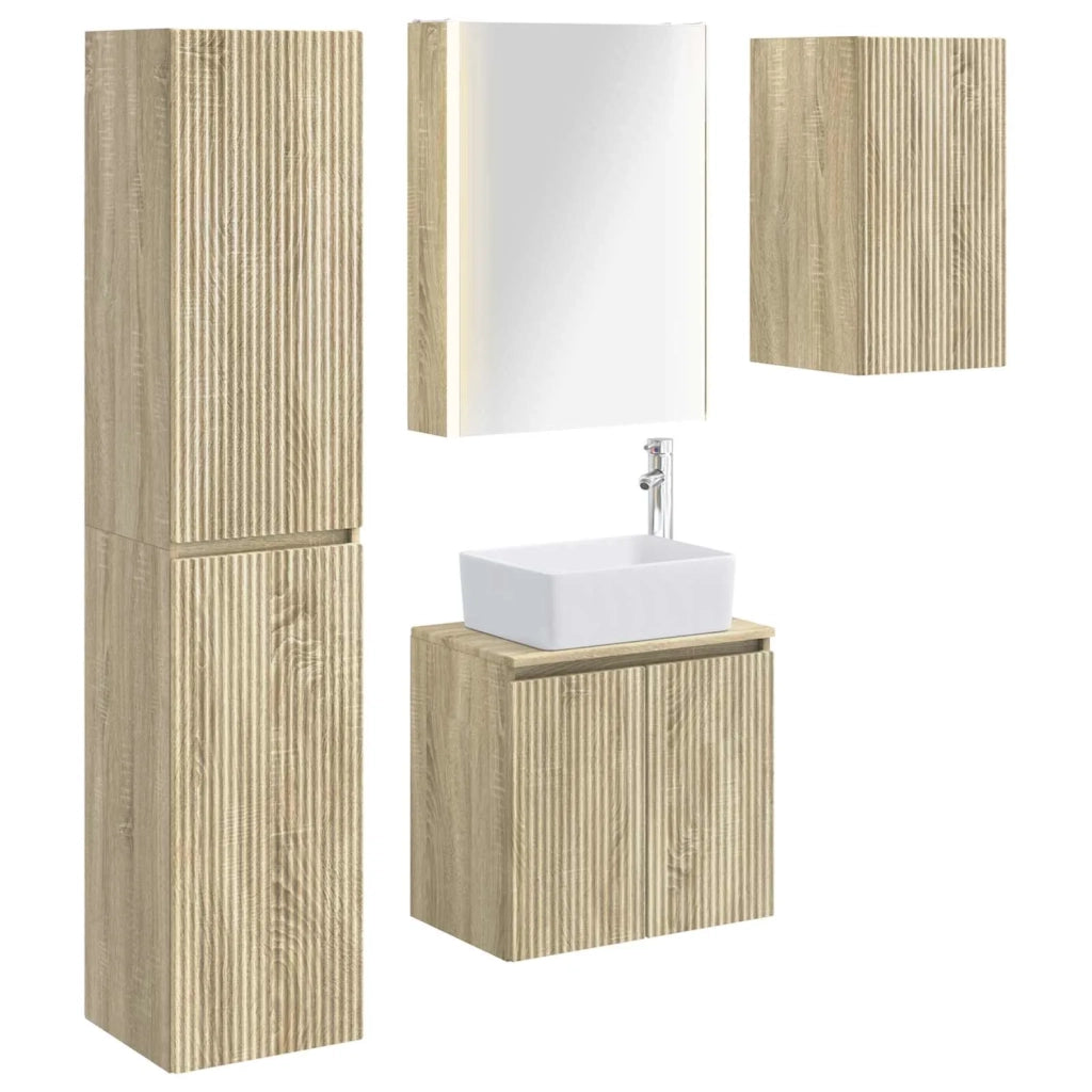 Set di Armadi da Bagno 5 pcs Rovere Sonoma 53 x 15,5 x 70 cm 3407329