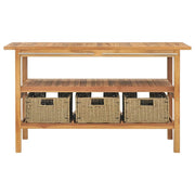Vanità da Bagno e 3 Cestini Legno Massello di Teak 132x45x75 cm 318483