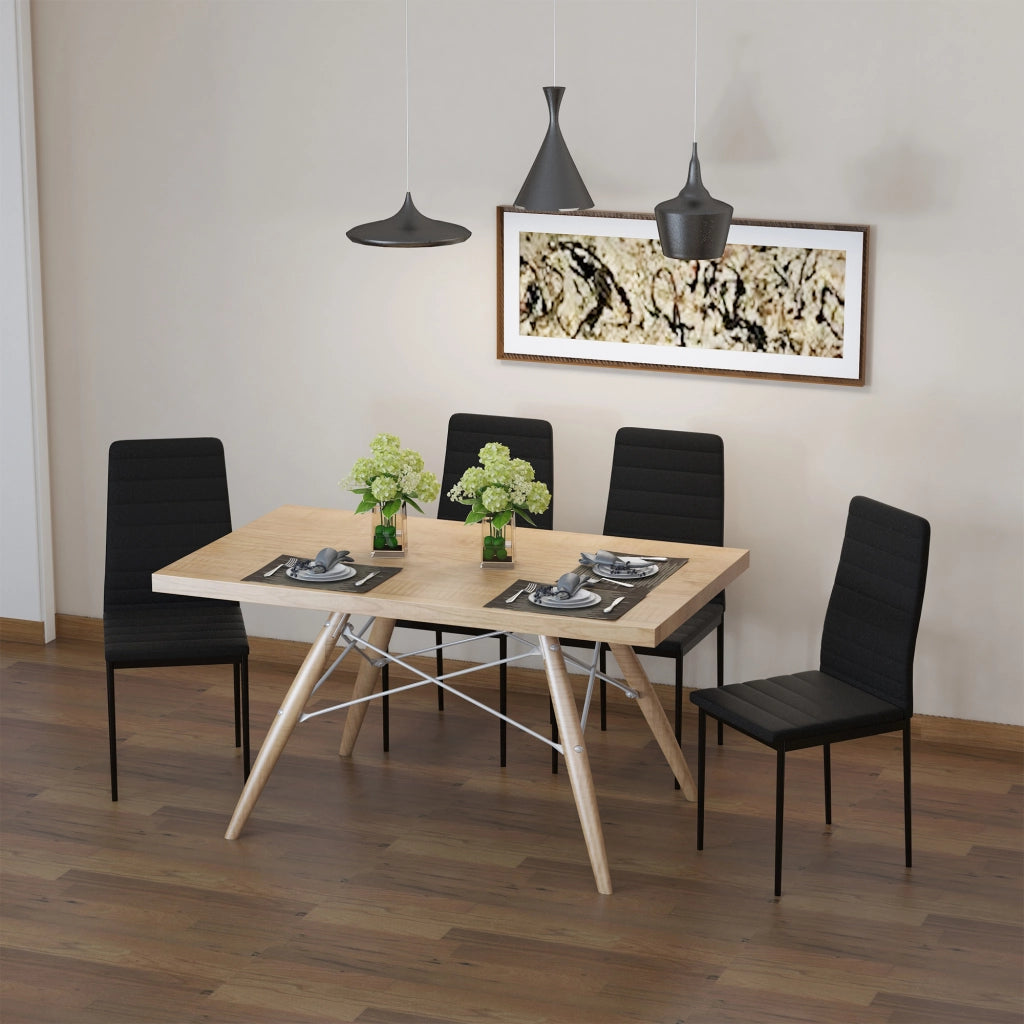 Set 4 Sedie Imbottite da Pranzo ¨C Zephmum ¨C Nero Tessuto Metallo