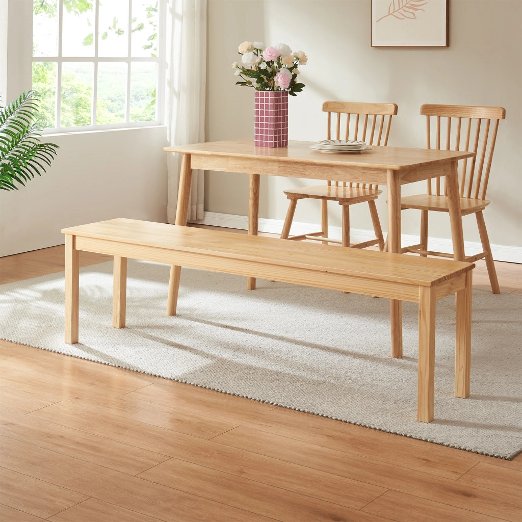 Panca da Tavolo Pranzo Trerunulu in Legno di Pino 140 x 35 x 45 cm - Naturale [en.casa]