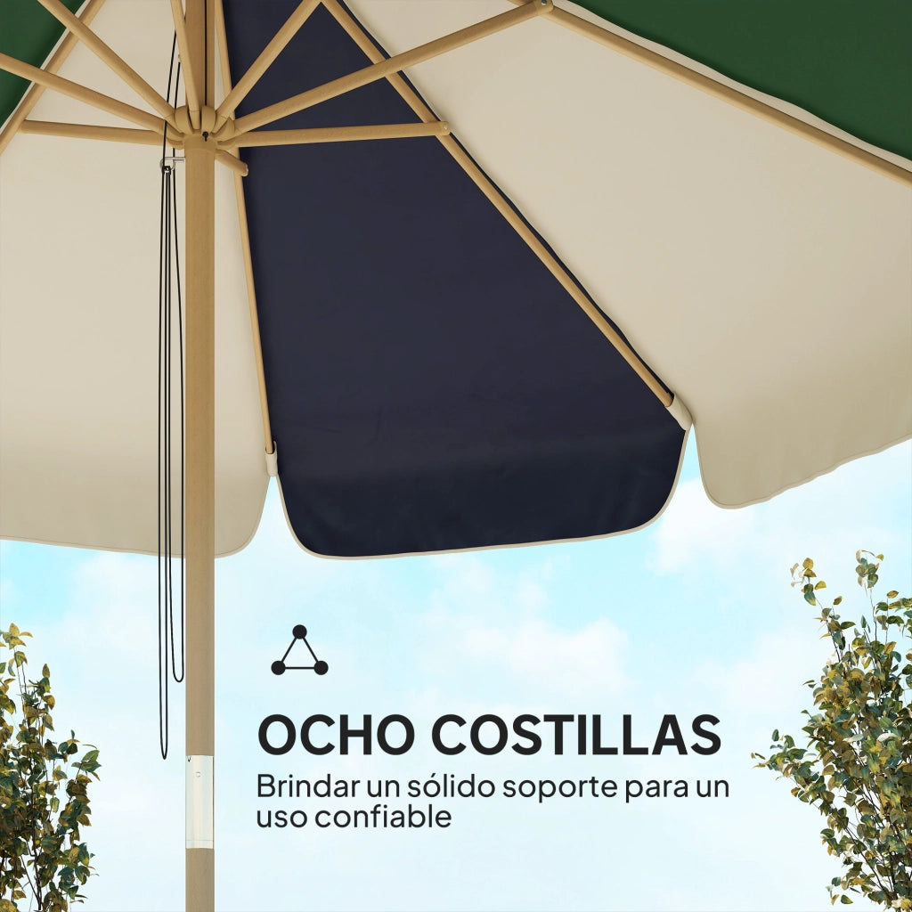 Ombrellone da giardino ? 2.3 m con effetto legno ¨C zephmum ¨C Verde scuro