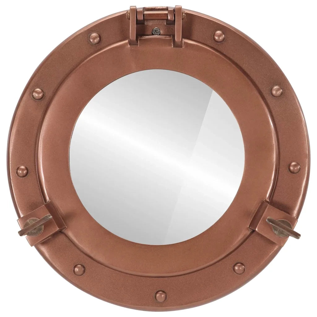 Specchio da Parete Design Oblò Ø30 cm in Alluminio e Vetro 357856