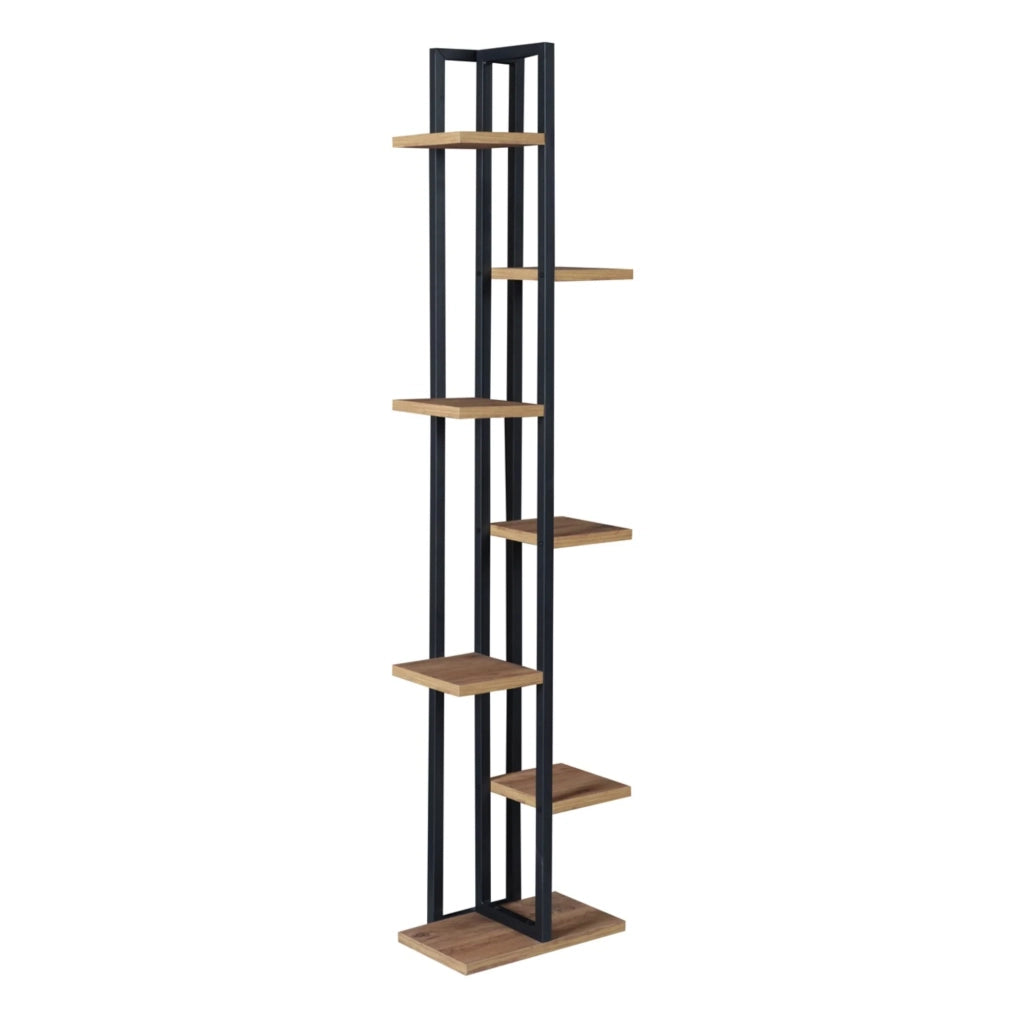 Portavasi a 6 ripiani 150 x 34 x 21 cm effetto noce/nero 03_0007694