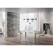Tavolo allungabile 90x130/234 cm Karamay telaio Oro - Bianco Frassino