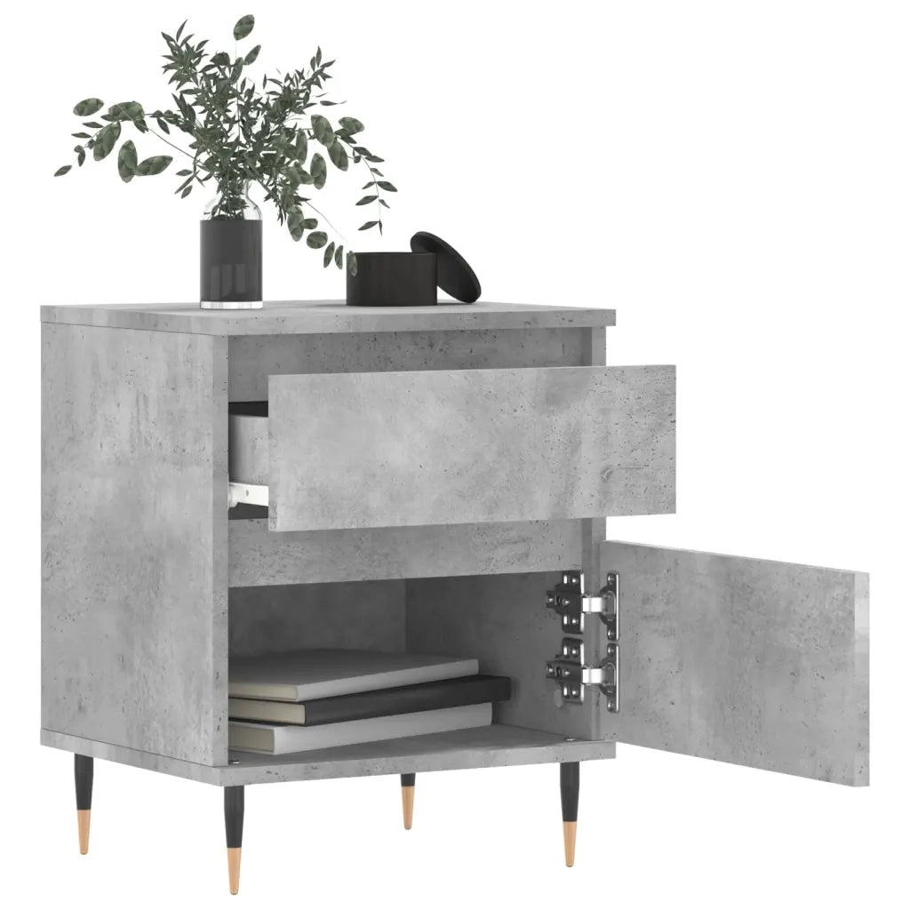 Comodino Grigio Cemento 40x35x50 cm in Legno Multistrato 830660