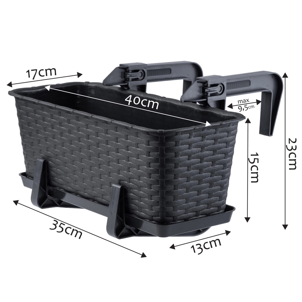 Fioriera da balcone KADAX con supporto, 40 cm + manici