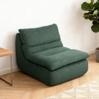 Sedia da Terra Moderna e Imbottita in Tessuto Effetto Velluto Verde e Schiuma, 82x103x75 cm