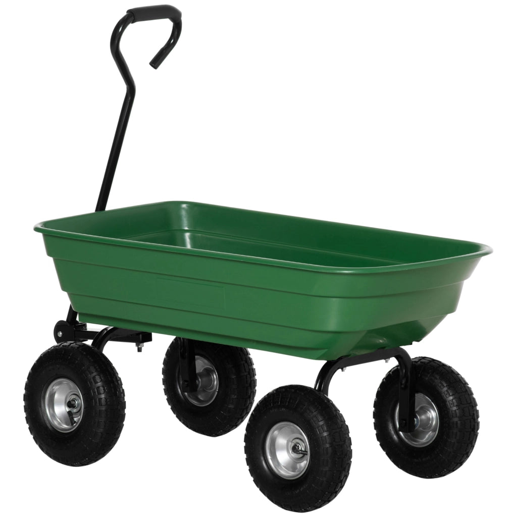 Carrello da Giardino con 4 Ruote ¨C Zephmum ¨C Verde Acciaio 108x52x100 cm