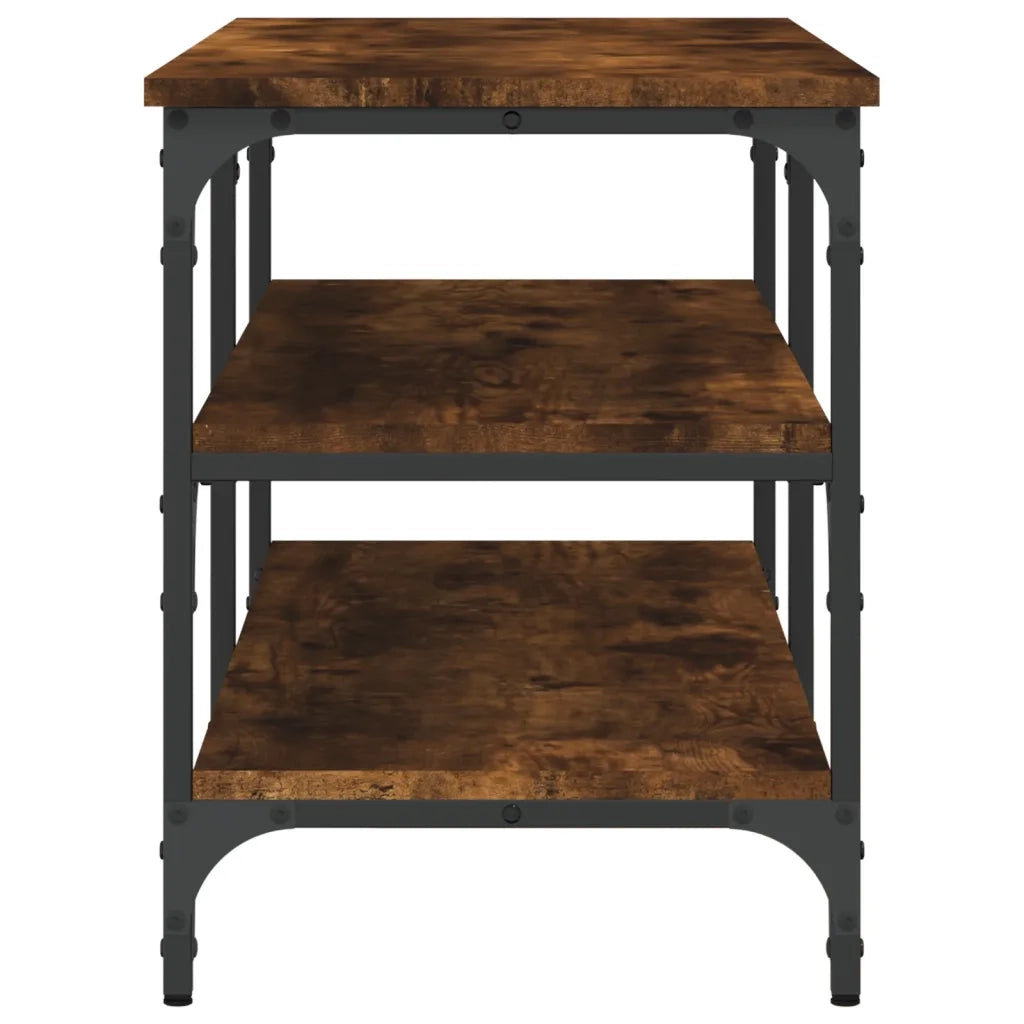 Panca Porta Scarpe-Sgabello-Panca Scarpiera Rovere Fumo 100x38,5x49cm Legno Multistrato