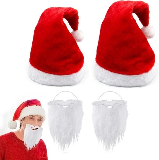 Set di guanti da neve e barba rosso per la mascherata di Natale - Decorazione per la festa di Natale - 4 pezzi
