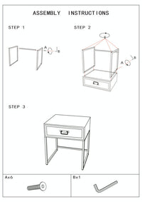 Comodino 1 Cassetto 45x40x51,5 cm in Metallo e Legno