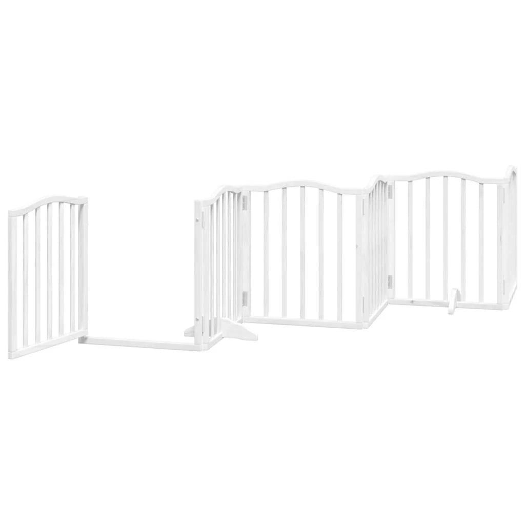 Cancelletto di sicurezza per animali domestici porta pieghevole 12 pannelli legno di pioppo bianco 02_0023134