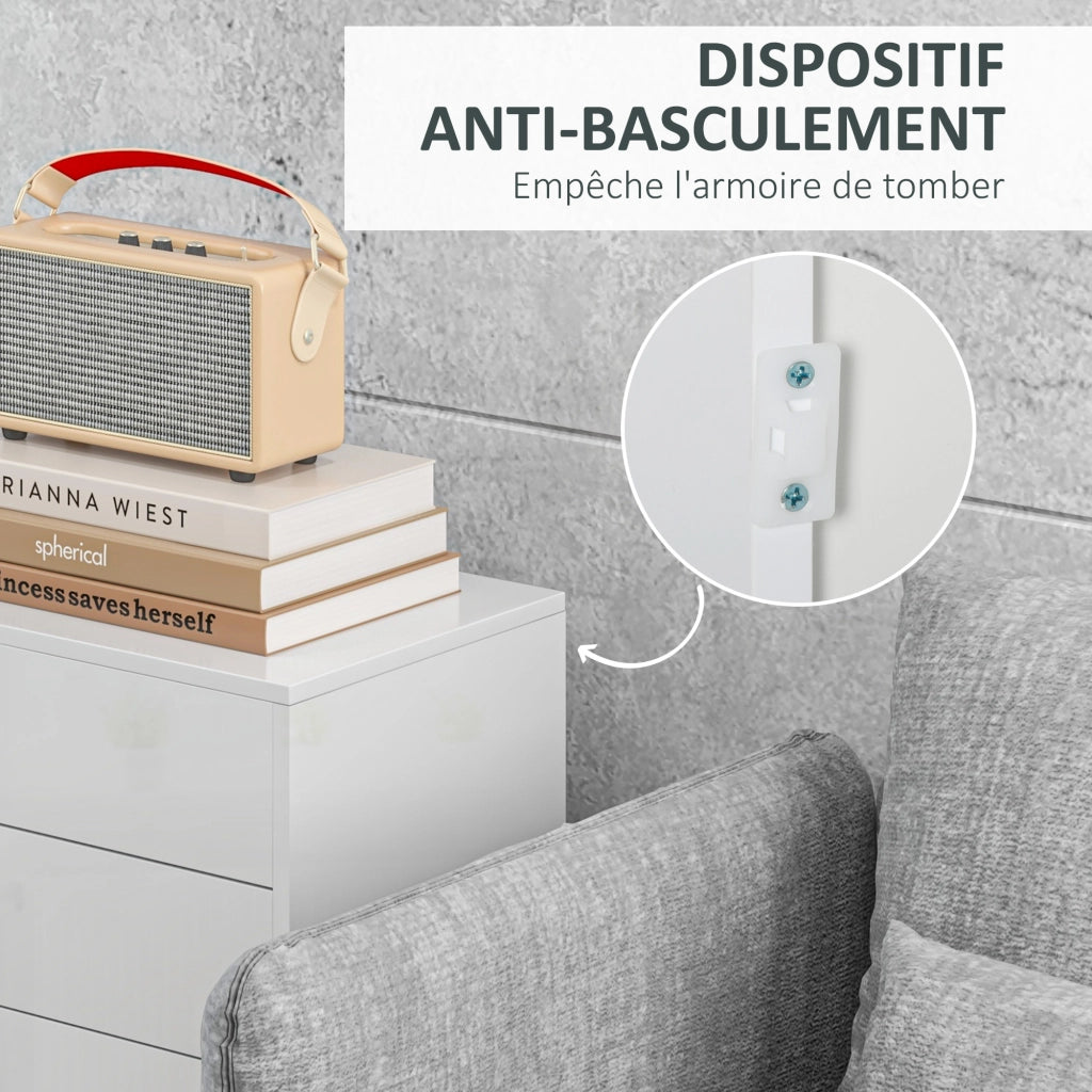 Cassettiera con ante e ripiani ¨C zephmum ¨C bianco brillante 79x36x74 cm