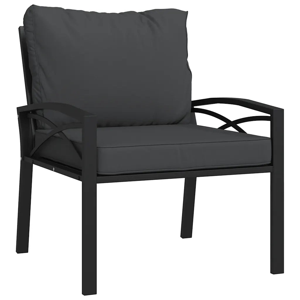Sedia da patio-Sedia da Giardino con Cuscini Grigi 68x76x79 cm Acciaio