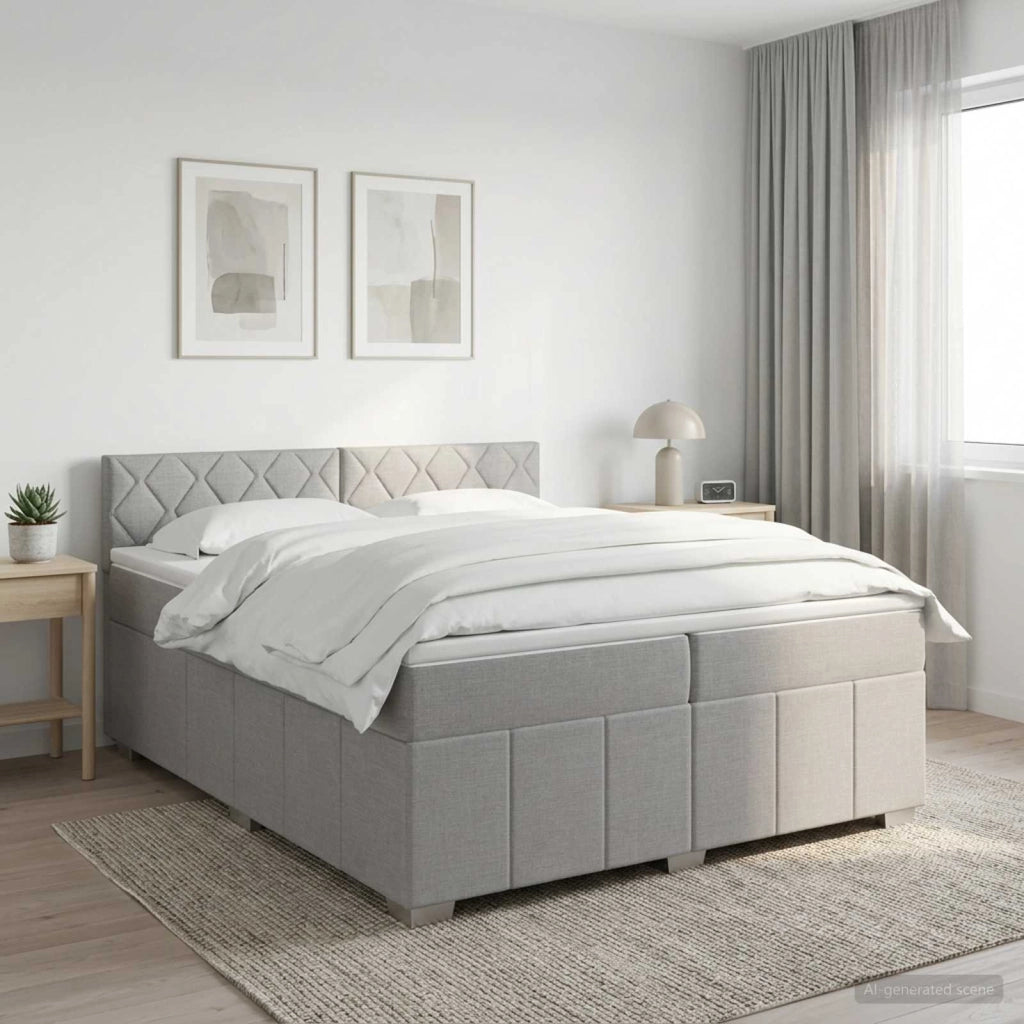 Letto box spring con materasso Grigio Chiaro 200 x 200 cm 3452761