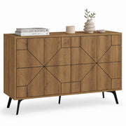 Madia con 4 Ante Credenza Design Geometrico Moderno in Legno 123x77 cm Rovere