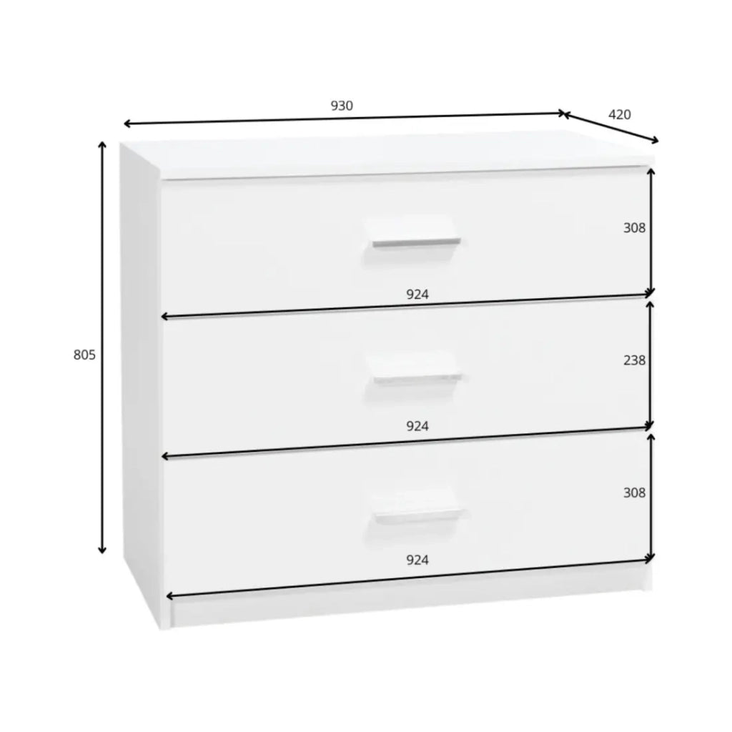 Camera completa PANAREA con armadio, letto 180 x 200 cm, cassettiera e comodini - Bianco lucido finitura cromata