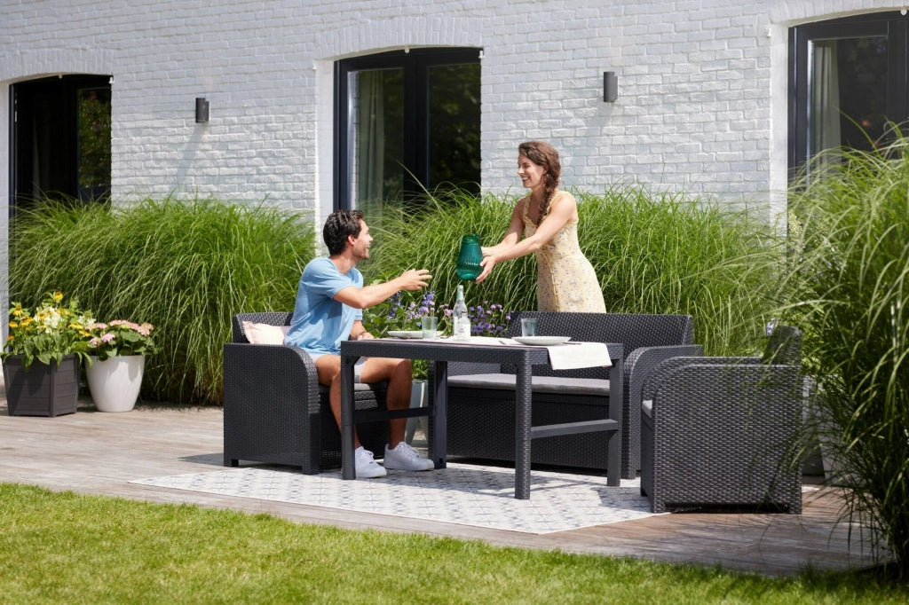 Set salotto da esterno Joliette, Salottino outdoor, Set da balcone o giardino, Composizione soggiorno per esterni, 129x62 h77 cm, Antracite