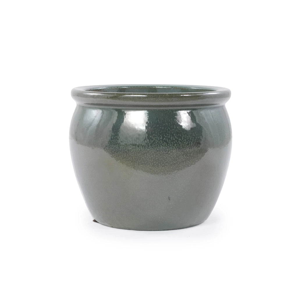 VASO in ceramica Ø 30 cm blu verde antico lucido