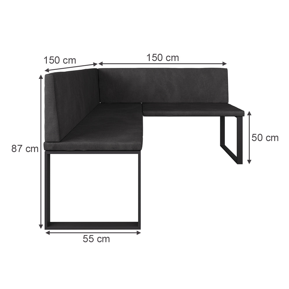 Vicco panca ad angolo Antracite 150 x 150 cm