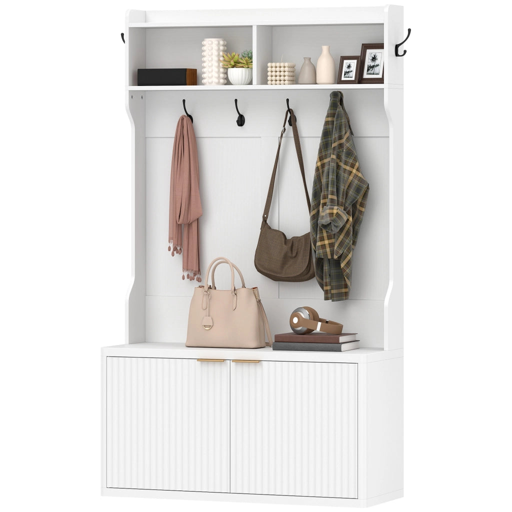Appendiabiti con scaffale per ingresso ¨C Zephmum ¨C Bianco 100x38x172 cm