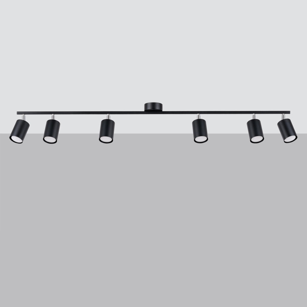 Spot soffitto moderno 6 luci nero GU10 Pure Lume Fjello