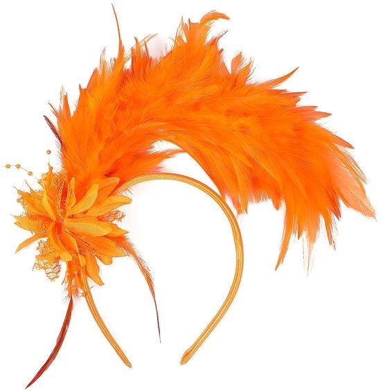 Accessori per capelli per bambini - Fascia per capelli anni 20 - Cappello da carnevale - Accessori per capelli - Flapper per feste - Fiori artificiali - Fascia per capelli con forma di tacchino in piuma morbida