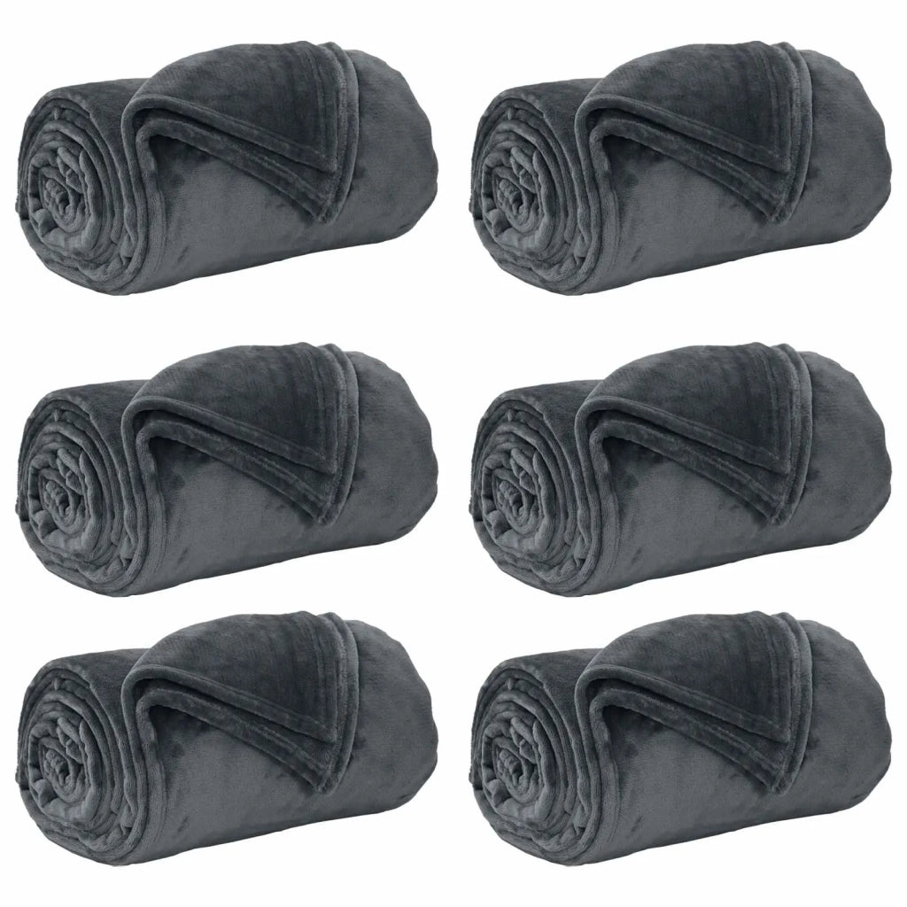 Coperte da Pile 6 pcs Grigio scuro 150 x 200 cm Panno 42016798