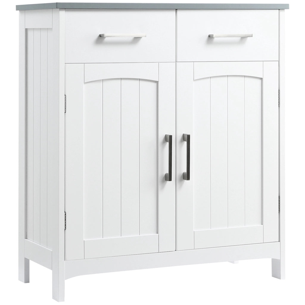 Mobile Bagno con Ante, Cassetti e Ripiano Regolabile ¨C Zephmum ¨C MDF Bianco 68x33x76