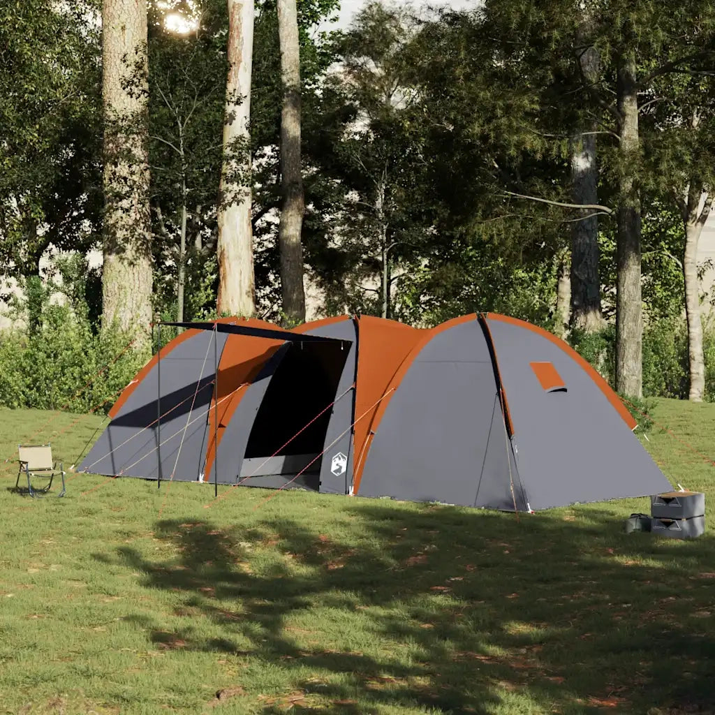 Tenda da Campeggio a Cupola 8 Persone-Tenda per Escursionismo Grigio e Arancione