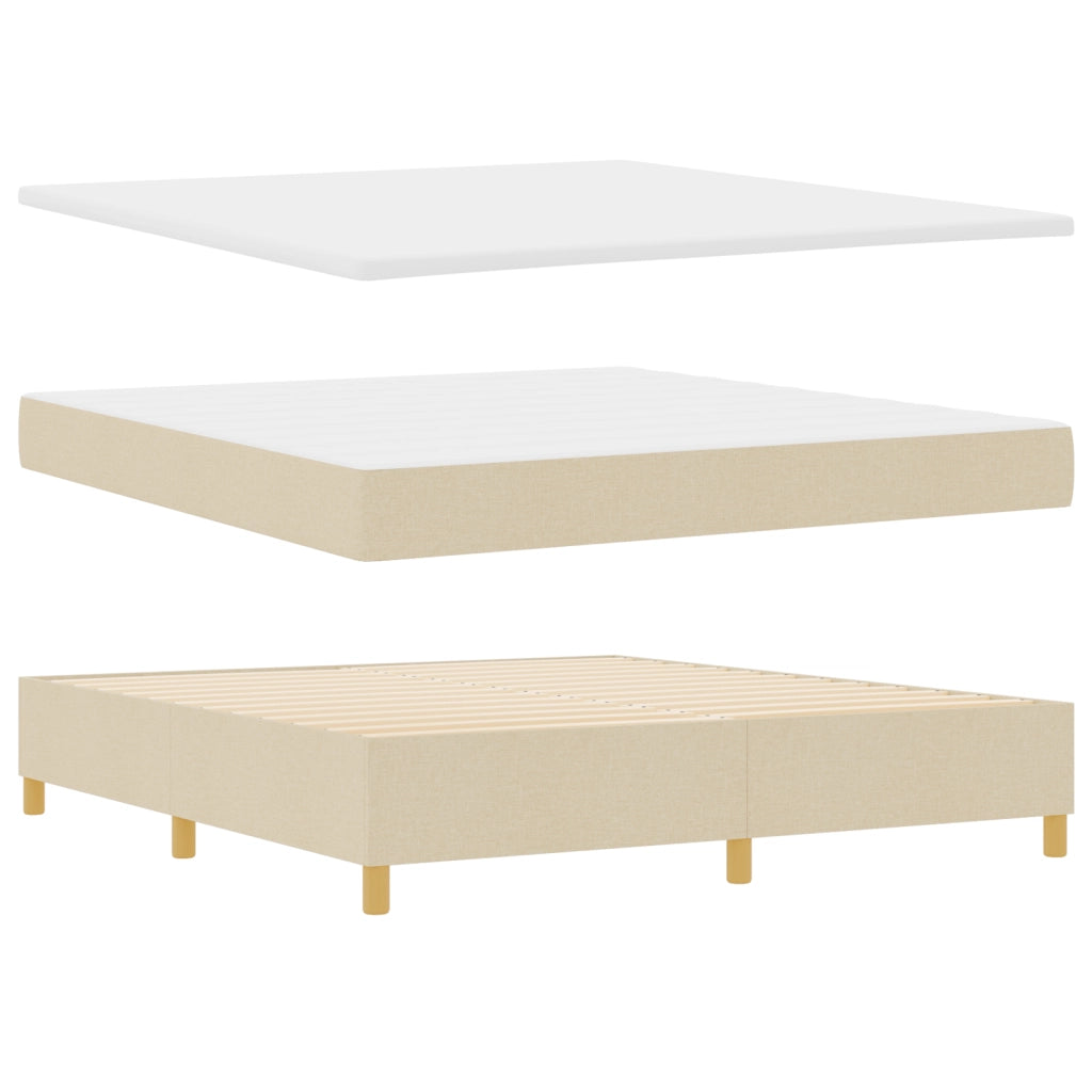 Letto Box Spring con Materasso e Panchina Crema 180x200 cm Tessuto