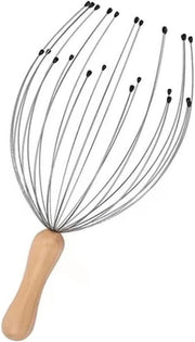Massaggiatore per capelli con 24 dita, massaggiatore per capelli, regalo di Natale, manico di legno rilassante per capelli e corpo (1 pezzo)