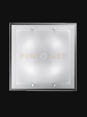 Plafoniera vetro bianco lucido 4 luci attacco E27 in metallo e allumnio 50cm Frame