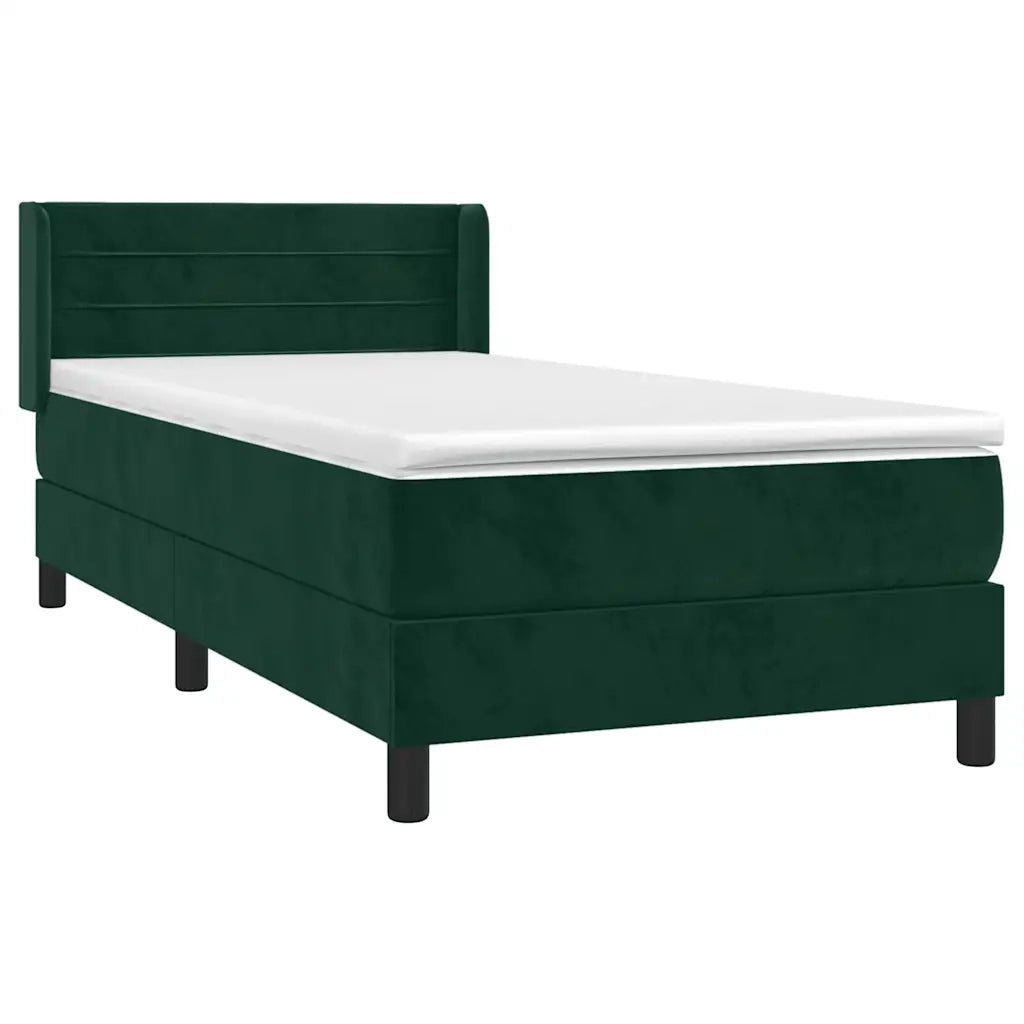 Giroletto a Molle con Materasso Verde Scuro 90x190 cm Velluto 3130994