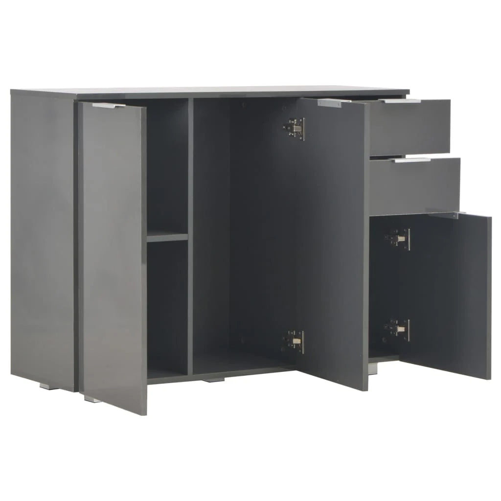 Buffet credenza cassettiera armadio mobile contenitore organizer per cucina soggiorno finitura lucida 107 x 35 x 80,5 cm grigio 02_0031815