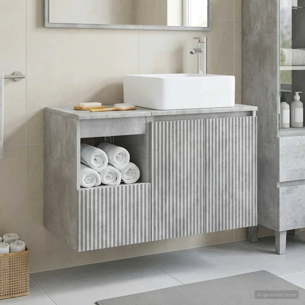 Set di mobili per il bagno 2 pz Grigio Cemento 3404047