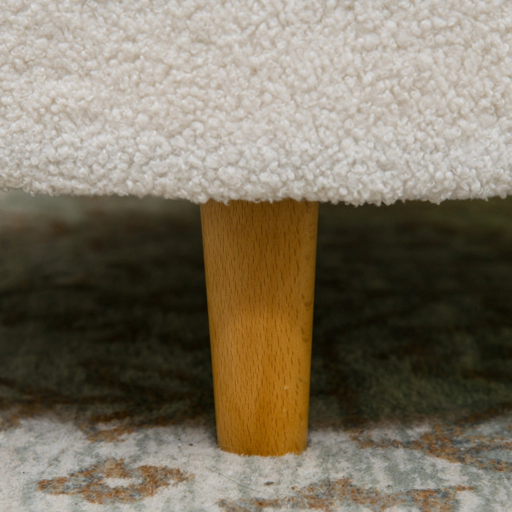 Pouf contenitore rotondo con coperchio ribaltabile e vano nascosto, per soggiorno e ingresso, in poliestere bianco